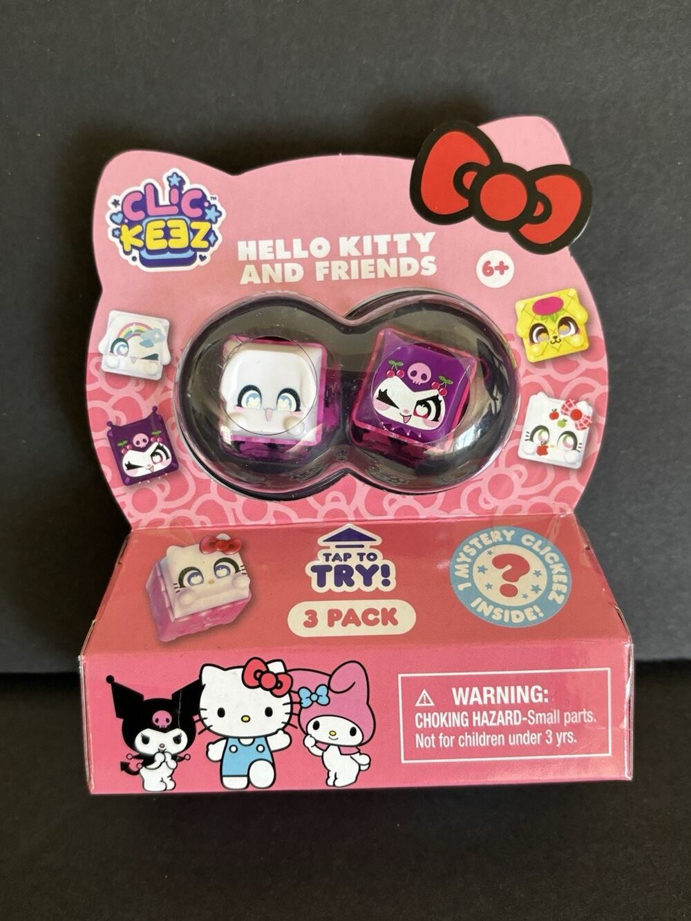 Clickeez Cinnamoroll, Kuromi 3 Pack Clicker Keys Fidget Blind Box
